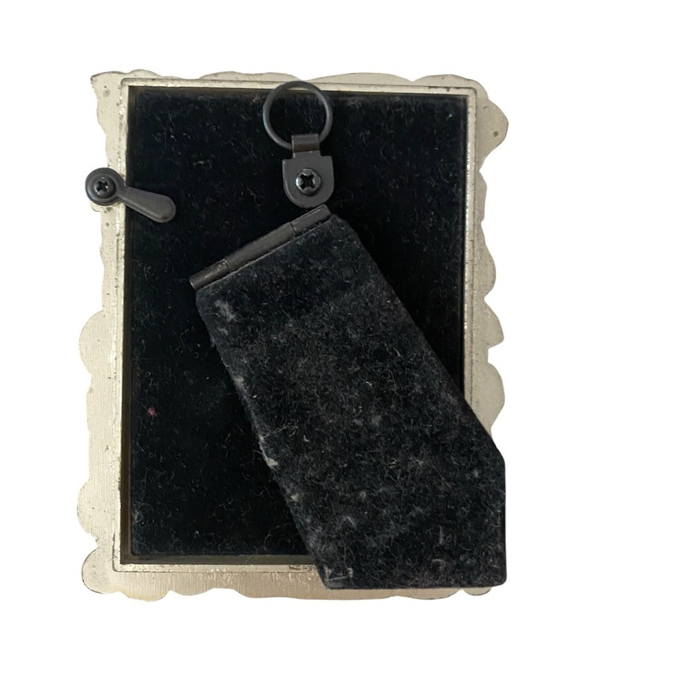 vintage 90s silver puter tone rose floral wallet size picture frame - Picture 2 of 3